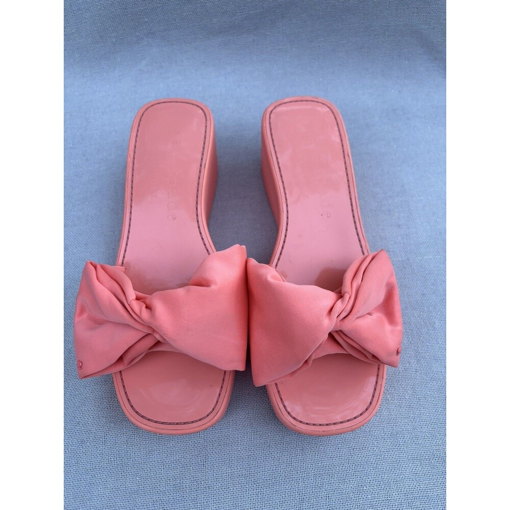 kate spade new york Women’s Orange Bow Wedge Slide Sandals Rubber US 9
